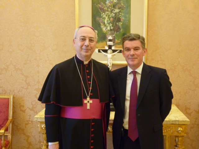 Hugh Robertson meets Archbishop Mamberti at the Vatican.